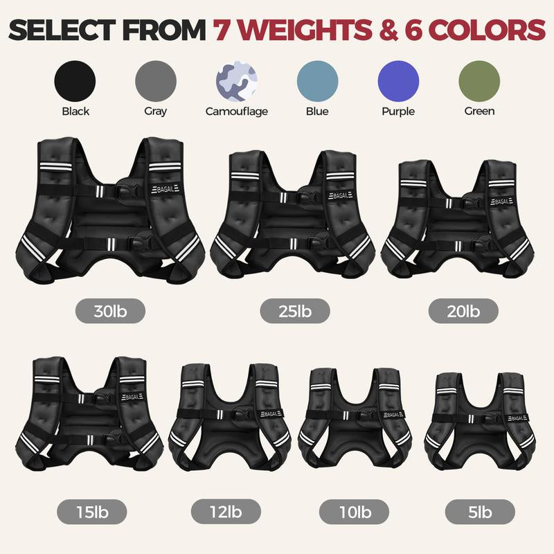 【Holiday Haul】Bagail Weighted Vest, 5Lbs/8Lbs/10Lbs/12Lbs/15Lbs/20Lbs/25Lbs/30Lbs Weight Vest with Detachable Phone Pouch, Rucking Vest for Women, Men, Walking, Training, Running Glute Workout Equipment Sweat Fitness Belt