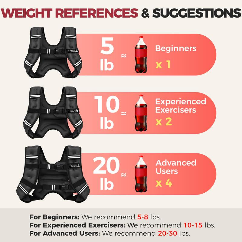 【Holiday Haul】Bagail Weighted Vest, 5Lbs/8Lbs/10Lbs/12Lbs/15Lbs/20Lbs/25Lbs/30Lbs Weight Vest with Detachable Phone Pouch, Rucking Vest for Women, Men, Walking, Training, Running Glute Workout Equipment Sweat Fitness Belt