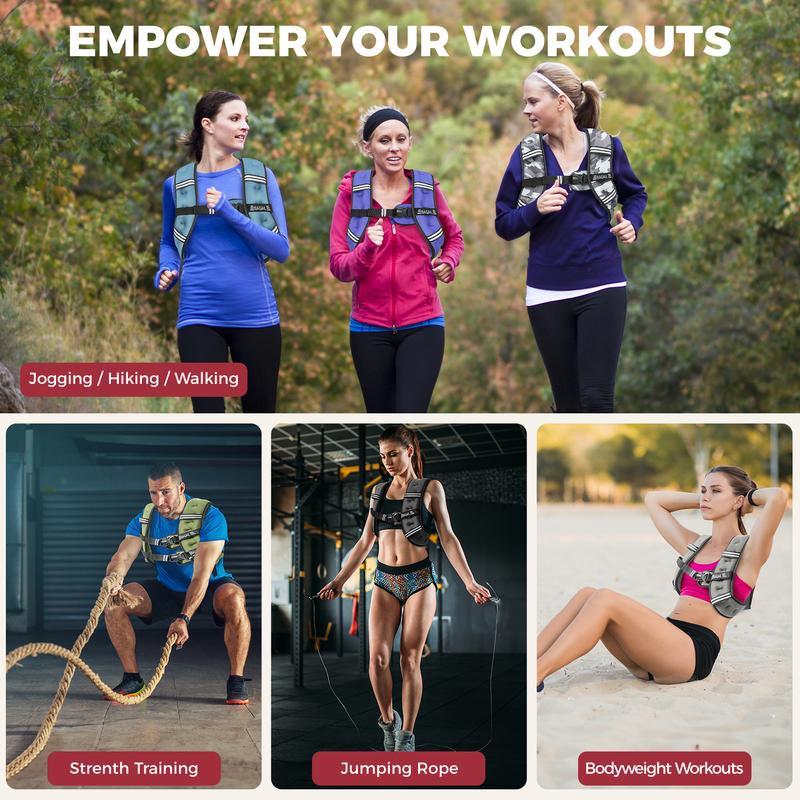 【Holiday Haul】Bagail Weighted Vest, 5Lbs/8Lbs/10Lbs/12Lbs/15Lbs/20Lbs/25Lbs/30Lbs Weight Vest with Detachable Phone Pouch, Rucking Vest for Women, Men, Walking, Training, Running Glute Workout Equipment Sweat Fitness Belt