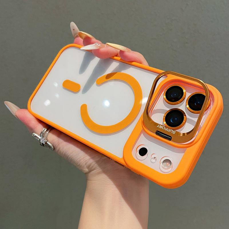 Magnetic Case for Iphone 17 Pro Max 16 15 14 13 12 11 +Camera Lens Protector & Built-In Metal Camera Ring Stand,Compatible with Magsafe,Shockproof Military-Grade Protection Acrylic Clear Phone Cover