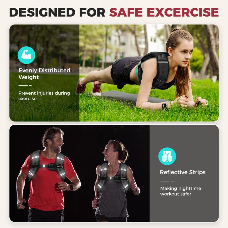 【Holiday Haul】Bagail Weighted Vest, 5Lbs/8Lbs/10Lbs/12Lbs/15Lbs/20Lbs/25Lbs/30Lbs Weight Vest with Detachable Phone Pouch, Rucking Vest for Women, Men, Walking, Training, Running Glute Workout Equipment Sweat Fitness Belt